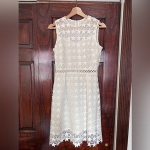 Madison Jules Women White Laced Dress Knee Length Sleeveless Size 2